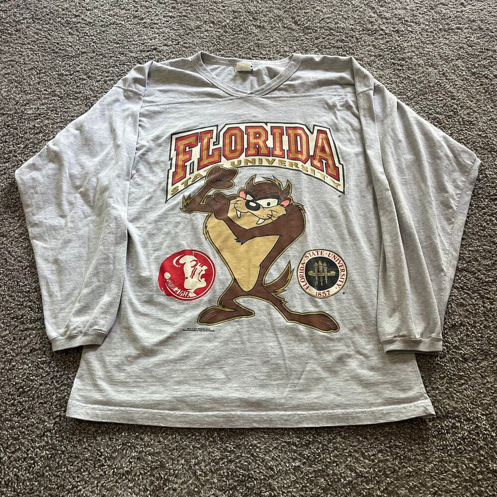 Vintage Florida State Seminoles‎ Taz Looney Tunes Long Sleeve Shirt Pullover XL